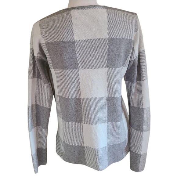 trenery cashmere blend checkered sweater crewneck grey white womens size XS - Picture 2 of 5